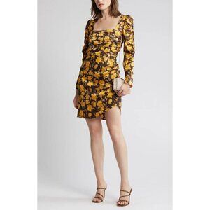 New FLORET STUDIOS Women's Size XS Floral Shirred Long Sleeve Minidress